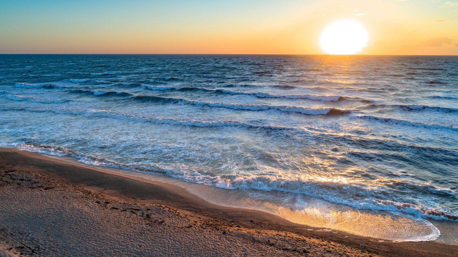 Sea Waves on the Beautiful Morning Sea